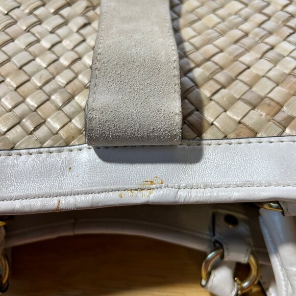 Coach A05K-4419 White Natural Limited Edition Straw Leather Satchel Handbag * - Picture 11 of 15